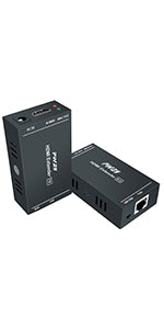 HDMI Extender Over Ethernet, 1080P 60Hz, 164FT, PoC, EDID -HT202P HDMI over Cat5e, Cat6 or Cat7 with transmitter and receiver for TVs, projectors, PCs, DVD players and long-run AV setups