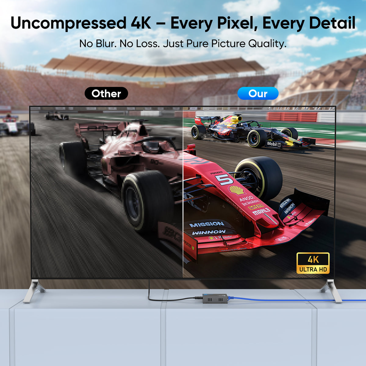 4K HDMI Extender Over Ethernet, 230FT, PoC, IR, Loop Out -HT275 4K 30Hz to 131FT or 1080P 60Hz to 230FT over Cat6/Cat7 with EDID, transmitter and receiver for home and professional AV